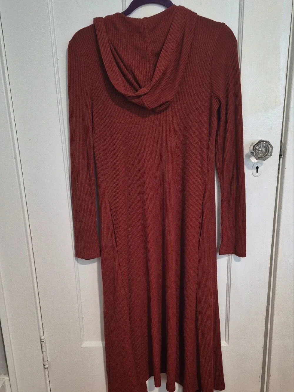 Forever 21 Rust Long Ribbed Open Cardigan
